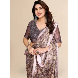 Moda Rapido Women Grey Embellished Floral Georgette Satin Saree-picture-13