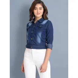 Moda Rapido Women Long Sleeves Denim Crop Jacket-picture-38