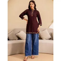Moda Rapido Women Maroon Embroidered Ethnic Top-picture-23