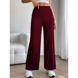 Moda Rapido Women Maroon Lycra Solid Regular Trousers-picture-29