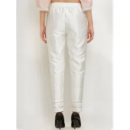 Moda Rapido Women Off White Poly Silk Solid Regular Trousers image 2