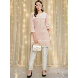 Moda Rapido Women Off White Poly Silk Solid Regular Trousers image 1