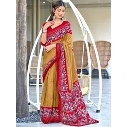 Moda Rapido Women Pink Pure Cotton Printed Sarees-picture-34