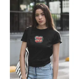 Moda Rapido Women Printed Henley Neck Bio Finish Applique Slim Fit T-shirt-picture-17