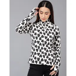 Moda Rapido Women Printed High Neck Pockets Slim Fit T-shirt-picture-16