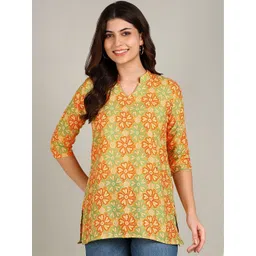 Moda Rapido Women Printed Mandarin Collar A-Line Kurtis-picture-19