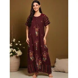 Moda Rapido Women Printed Maxi Nightdress image 1