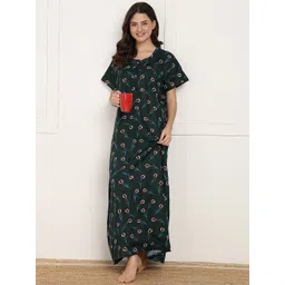 Moda Rapido Women Printed Pure Cotton Maxi Nightdress-picture-31