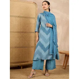 Moda Rapido Women Printed Regular Mirror Work Kurta with Trousers & With Dupatta-picture-26