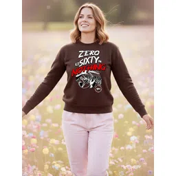 Moda Rapido Women Printed Round Neck Pullover Sweatshirt-picture-29