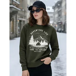 Moda Rapido Women Printed Round Neck Regular Fit long sleeves Pullover Sweatshirt-picture-29