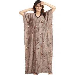 Moda Rapido Women Printed Satin Maxi Nightdress-picture-25