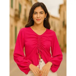 Moda Rapido Women Puff Sleeve Tie-Up Top-picture-37