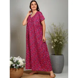 Moda Rapido Women Pure Cotton Printed Maxi Nightdress-picture-32
