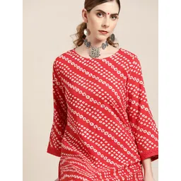 Moda Rapido Women Red & White Bandhani Printed Kurta-image-10