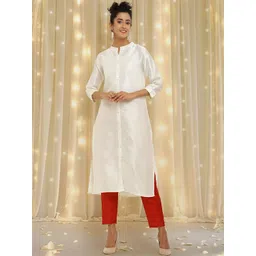 Moda Rapido Women Red Poly Silk Solid Regular Trousers-picture-26