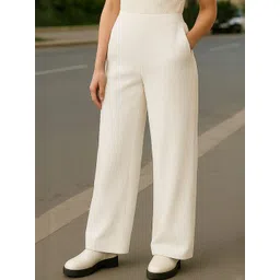 Moda Rapido Women Ribbed Stretchable Relaxed Fit Trousers-picture-21