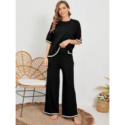 Moda Rapido Women Round Neck Solid Top and Palazzos Night suits-picture-29