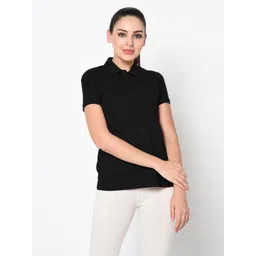 Moda Rapido Women Solid Polo Collar Cotton T-shirt-picture-12