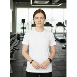 moda rapido Women Solid Round Neck Polyester White T-Shirt-picture-14