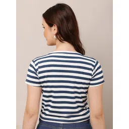 Moda Rapido Women Striped Cotton Crop Top image 4
