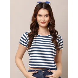 Moda Rapido Women Striped Cotton Crop Top image 1