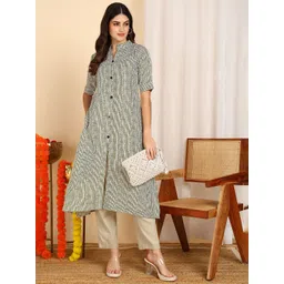 Moda Rapido Women Striped Daily Cotton A-Line Kurtas-picture-23
