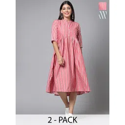Moda Rapido Women Striped Pastels Anarkali Kurta-picture-41