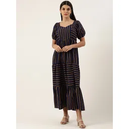 Moda Rapido Women Striped Sweetheart Neck Fit & Flare Maxi Dress-picture-31