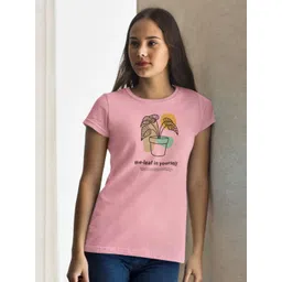 Moda Rapido Women Typography Printed Bio Finish Applique Slim Fit T-shirt-picture-17