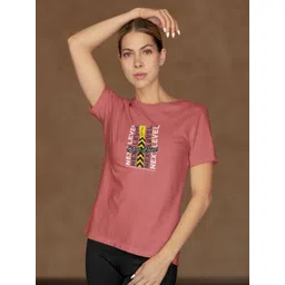 Moda Rapido Women Typography Printed Bio Finish Pockets Slim Fit T-shirt image 1