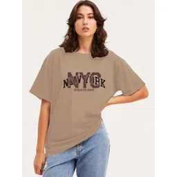 Moda Rapido Women Typography Printed Round Neck Cotton Oversized T-shirt-picture-12