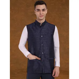 Moda Rapido Woven Design Mandarin Collar Nehru Jacket-picture-35