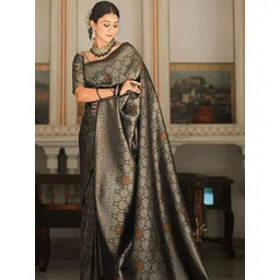 Moda Rapido Woven Design Zari Silk Blend Handloom Banarasi Saree-picture-34