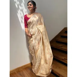 Moda Rapido Woven Design Zari Silk Blend Handloom Banarasi Saree-picture-23