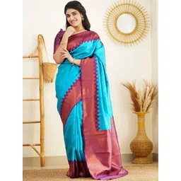 Moda Rapido Woven Design Zari Silk Blend Handloom Banarasi Saree image 1