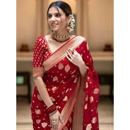 Moda Rapido Woven Design Zari Silk Blend Heavy Work Banarasi Saree-picture-18