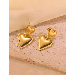 MODE & MINIMAL Stainless Steel Gold-Plated Anti Tarnish Heart Shaped Studs-picture-16