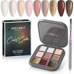 MODELONES 9 Shades Palette Solid Cream Pudding Gel - Temperature Color Changing UV Gel Polish Color Cube - Mix Every Cocktail - Needs UV Lamp to Cure-picture-17