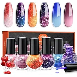 modelones Color Changing Nail Polish Set from BELLE GAGA® 6 Colors Winter Pink Blue Purple Orange Neon Mood Temperature Change Ombre Quick Dry Mini Manicure Kit DIY Nail Art Salon Gifts For Women Girls-picture-28