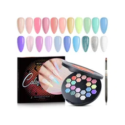 Modelones Color Cube 21 Colors Nail Polish Palette with Brush 21g - Macaron Paradise 60A-picture-11