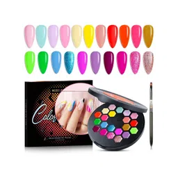 Modelones Color Cube 21 Colors Nail Polish Palette with Brush 21g - Saturated Sunrise 62A-picture-21