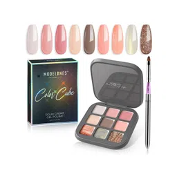 Modelones Colour Cube 9 In 1 Gel Nail Polish Palette & Brush 9g - Sweet Like Cinnamon 54A-picture-14