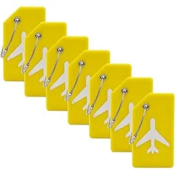 modengkongjian 7 Pack Silicone Luggage Tag Baggage Handbag Travel Suitcase Tags with Name ID Card Perfect to Quickly Spot Luggage Suitcase (Yellow-picture-15