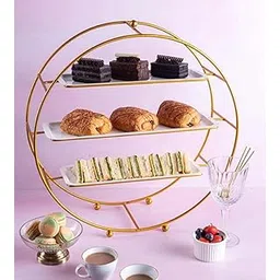 Modern Classic Gold Metal Tiered Cupcake Stand 3 Tier Dessert Stand Cupcake Holder - Golden, Round-picture-22