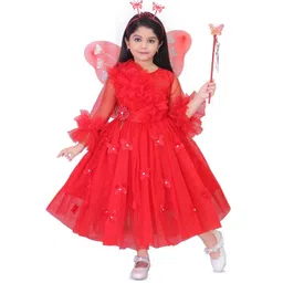 MODERN DREAM Floral Flared Sleeve Net Fit & Flare Midi Dress-picture-40