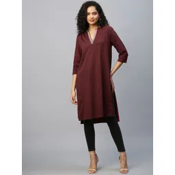 Modern Indian by CHEMISTRY Mandarin Collar Long Sleeves Pure Cotton Kurta-picture-16