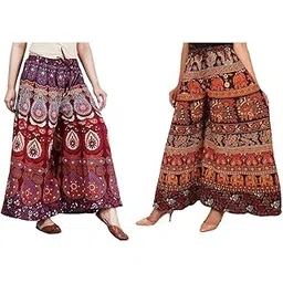 modern kart Women's Soft Relaxed Long Palazzo Rajasthani Jaipuri Printed Hand Block Palazzo Pants-picture-53