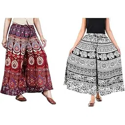modern kart Women's Soft Relaxed Long Palazzo Rajasthani Jaipuri Printed Hand Block Palazzo Pants-picture-23