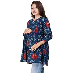 modest materna Feeding Top for Women – 100% Cotton Maternity Top, Feeding Tops for Women with Zip, Comfortable & Trendy Maternity Tops, Maternity Tunics & Nightwear-picture-35